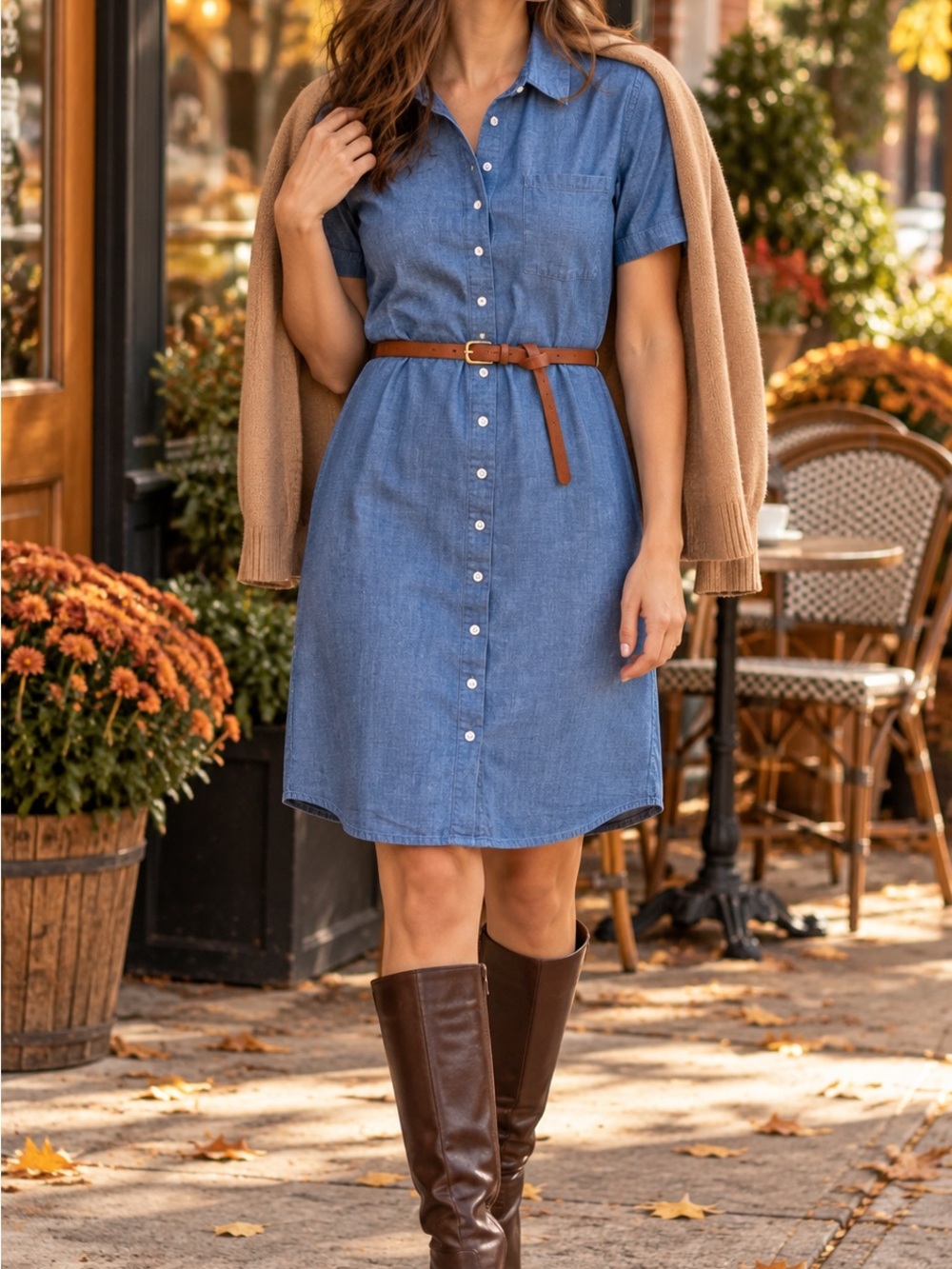J. Crew Blue Chambray Button-Front Mini Dress Re-Imagined by J Crew